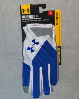 Under Armour Mens Royal Blue Fierce III Gameday Sticky Gloves Size Ex 