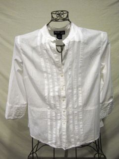 Misses STYLE & COMPANY White 3/4 Sleeve Button Front Shirt * 10 