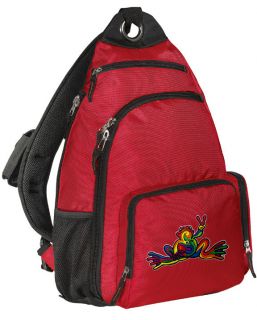 Peace Frog Sling Backpack Red BEST SINGLE STRAP BACKPACKS Unique Gifts 