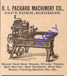 1894 PACKARD RESAW MORTISER DOVETAILER MACHINE TOOL AD