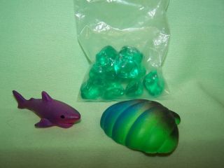   Green Ceramic SeaShell Green Black Shark Purple Aquarium Fish Bowl