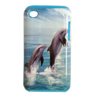   Case Dolphins + Blue Silicone Cover For Apple iPod Touch 4 Generation