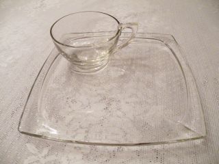 Hazel Ware Clear Glass Simplicity Square Snack Set of Four