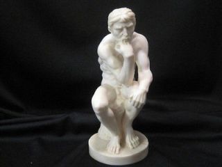 Tall Statuette of Rodins Thinker by A. Santini. Made in Italy.