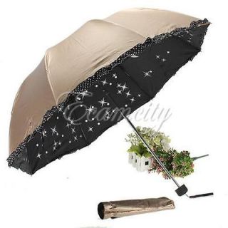   Lace Princess Vinyl Star Anti UV Parasol Sun/Rain Folding Umbrella