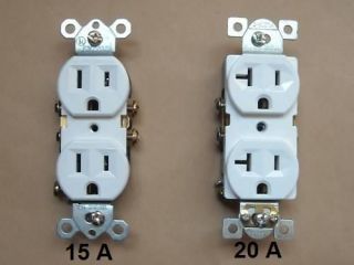 120V DUPLEX RECEPTACLE OUTLET PLUG 15 / 20 A AMP WHITE