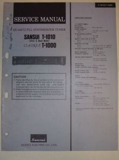 Sansui Service Manual~T 1010/1000 Tuner~Original