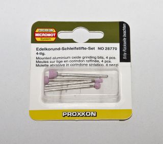 Proxxon Micromot Mounted Aluminium Oxide Grinding Bits, 4 Pcs Shaft2 