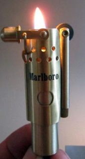 Rare MINT Marlboro Brass Trench Art Lighter White Wick Key Ring 