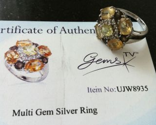   Citrine Topaz Silver Ring Size N Gems TV Certificate of Authenticity