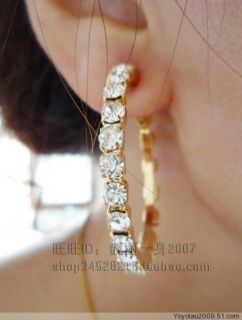3cm diamante Clip on hoops earrings gold/ silvertone