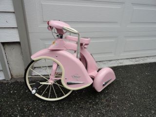 Powder Pink & Cream Steel Antique Style Tricycle Bike Girl with 