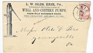Erie Pennsylvania Well & Cistern Pumps 1860s Advertising Cover