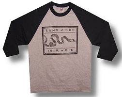 New Lamb of God Join or Die Raglan Baseball Jersey Medium T shirt