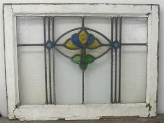 OLD ENGLISH STAINED GLASS WINDOW Simple Flower Design