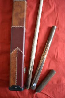 HANDMADE ASH SNOOKER / POOL CUE + CASE SET ALL INCLUDED