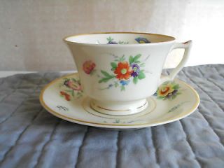Syracuse China Old Ivory SELMA Pattern Footed Cup and Saucer *NICE