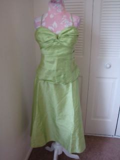 Watters & Watters Lime Light Green Silk Pageant Prom Bridesmaid Gown 