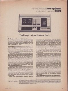 Tandberg Original TCD 310 Cassette Deck Equipment Report. (Tan 10)