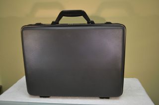 Dark Gray Hard Shell Plastic Briefcase w/ Expandable Portfolio   Great 