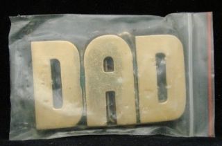 NOS** VINTAGE 1970s/80s CUT OUT NAME ***DAD*** SOLID BRASS BUCKLE