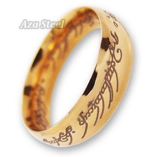 Lord of the Ring Gold Stainless Steel Mens Band Ring US Size 7, 8, 9 