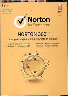 Norton 360 6.0 Retail BOX 3 PC 1 Year All In One AntiVirus Internet 