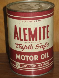 Vintage Alemite Stewart Warner Motor Oil Metal Quart Can