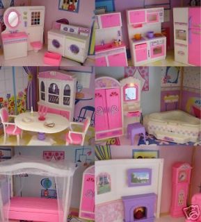 New Barbie Size Doll House Dollhouse Furniture 5 Rooms