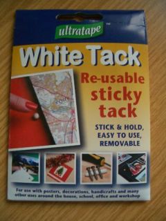 White Sticky Re usable Tack (Blu Blue Tac) Stick & Fix