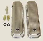   Chevy Tall Style Finned Polished Aluminum Valve Covers w/PCV Holes