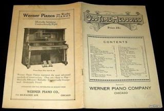 EARLY 1900s WERNER PIANO COMPANY OLD TIME MELODIES SONG BOOK PLAYER 