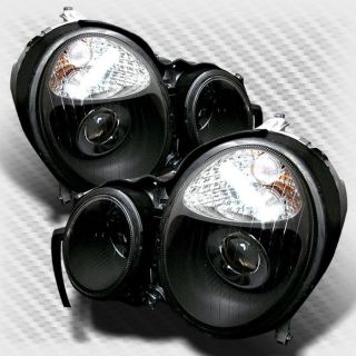 00 02 Mercedes Benz W210 E Class Black Projector Headlights Lamp Head 