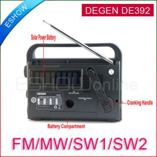 DEGEN DE392 FM/TV MW SW Crank Dynamo Solar Emergency Radio Super HoT
