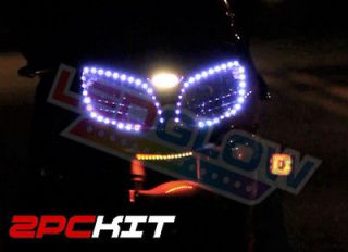 2pc WHITE FLEXIBLE MOTORCYCLE HEADLIGHT LED LIGHT STRIP AUDI STYLE