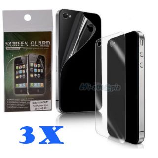 6pcs 3x (Front+Back) Screen Protector Cover Film for Apple iPhone 4 