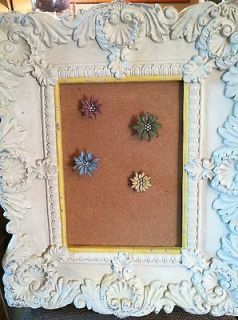 Ornate~Large~D​ecorative Cork Board w/4 Decorative Floral push pins 