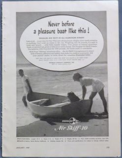 1947 DOUGLAS AIR SKIFF 10 ALUMINUM DINGHY/ORIG. AD* SEE MY STORE FOR 