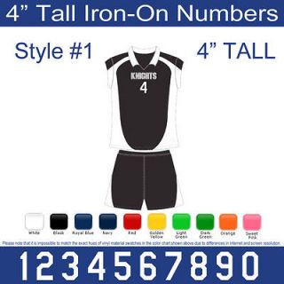 Tall Iron On Number for Sports Jersey T Shirt (Single Numbers 0 9 