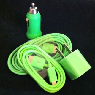 Barnes Noble Nook 3 Foot & 6 Ft Color Cable Wall Car Charger Green 