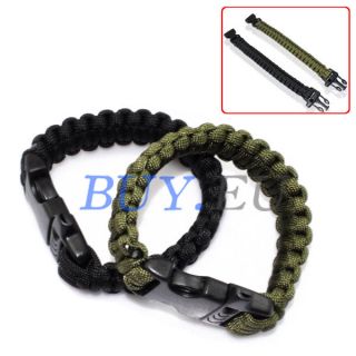 Bracelets cord whistle buckle Military camping Survival kits parachute 