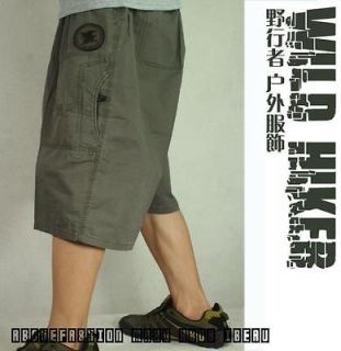    bags cotton beach pants mens seventh overalls shorts Dark gray new