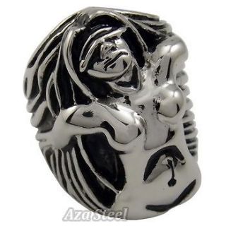 Mens Big & Heavy Sexy Woman Biker Stainless Steel Ring US Size 8, 9 