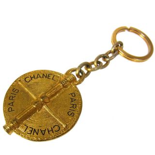  CHANEL Vintage CC Logos Key Chains Gold Tone Charm Keyring RR01363d