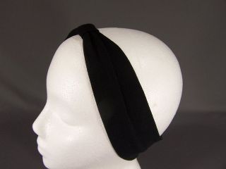 Black knot turban twist headband stretch jersey elastic 2.25 wide 