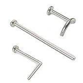 316L Surgical Steel Straight Nose Stud Ring Screw L Bend 1.5mm Flat 