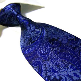 Extra Long 100% Polyester Mircofibre Tie PL314,Blue Paisley Necktie 63 
