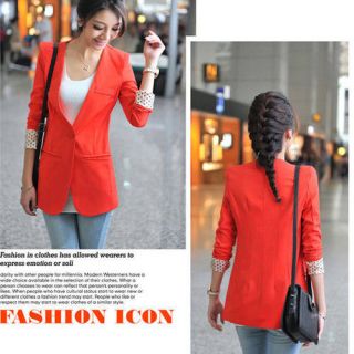 New Red Womens Casual Boyfriend One Button Suits Blazer Turn Back 