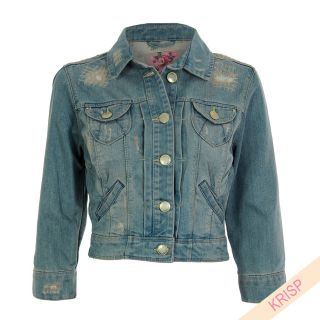 Distressed Ripped Cropped Light Wash Denim Jeans Jacket Summer Casual 