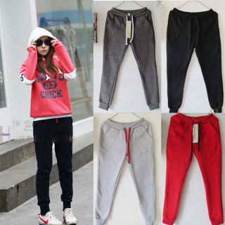 casual Drawstrings Women solid Thick Tapered Carrot Sweat Pants XS S M 